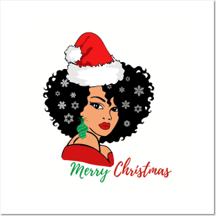 Black Woman Santa, Black Mrs Santa Claus, African American Santa, Merry Christmas Posters and Art